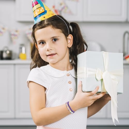 4Pcs First Day of School Matching Bracelets, Pink Purple Beads Charms Adjustable Colorful Clay Bead Bracelet Back to School Gifts Party Supplies for Prek Preschool for Daughter Son3