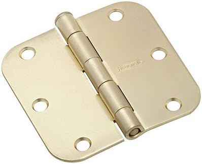 National Hardware N830-334 3-1/2 X 3-1/2 Round Corners Satin Brass Door Hinge 3 Count