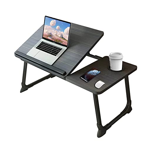 Upgraded Laptop Desk,Laptop Bed Table with Foldable Legs & Cup Slot, Non-Slip Table Lag Pod and Off Baffle,Laptop Tray for Bed Sofa Notebook Breakfast Work Study Reading Kids