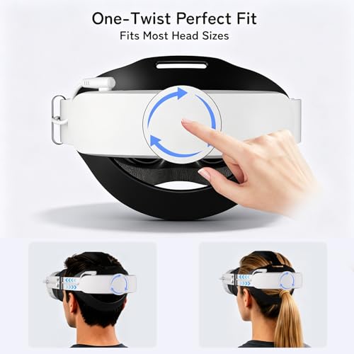 Image of 10000mAh Battery Head Strap for Meta Quest 2 /3 /3S - Elite Strap with Battery Pack Accessories Fast Charger to Extend Quest 2 /3 /3S 2-4H Playtime - VR Stocking Stuffers for Men - Mens Stocking Stuffers