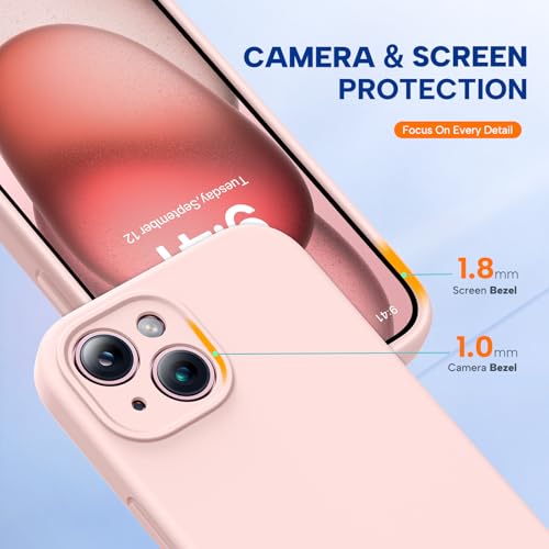 Image of Miracase Compatible with iPhone 15 Plus Case, [Soft Anti-Scratch Microfiber Lining], Liquid Silicone Case Gel Rubber Shockproof Drop Protection Phone Case for iPhone 15 Plus, Pink
