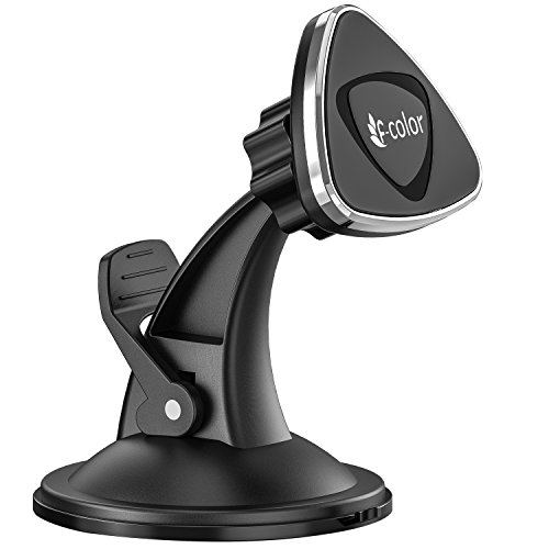 Magnetic Car Mount, F-color Dashboard Windshield Magnetic Car Phone Mount Holder with Sticky Suction Cup Compatible with Samsung Galaxy S8 S7, Google Nexus Pixel, GPS Devices,and More, Black