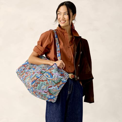 Image of Vera Bradley Women's Large Original Duffel Bag-Premium Cotton Travel, Iconic Paisley Green Jacket, One Size