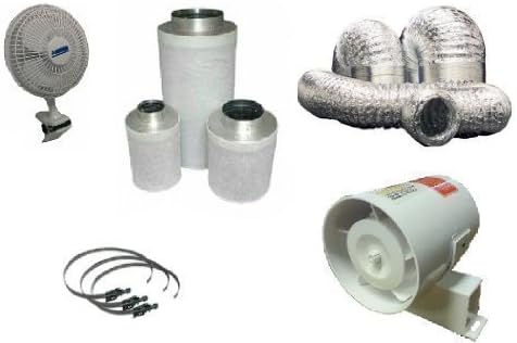Fans4less 4" Clip in Line Fan Carbon Filter & Duct Kit Hydroponic Grow Room Tent Ventilation