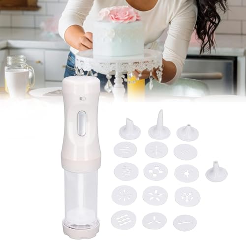 Pistolet à biscuits électrique – Ensemble de 12 disques et 4 embouts de glaçage pour pâtisserie et décoration de cookies