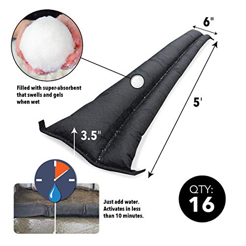 Image of Quick Dam Flood Barriers - 3.5 inch Height x 60 inch Length - 16 / Carton - Black