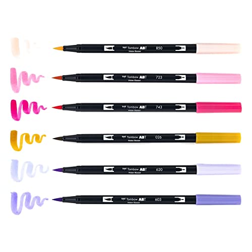 Image of Tombow 56228 Dual Brush Pen Art Markers Sweetheart, Portrait, 1 Count (Pack of 6)