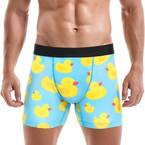 Bibalabili Herren Lustige Boxer Shorts, Witzige Unterwäsche Geschenke, Neuartige Männer Unterhosen ohne Eingriff (DE/NL/SE/PL, Alphanumerisch, M, Regular, Regular, Kleine gelbe Ente)