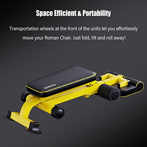Zjkxjh Ab Chair For Full Body Strength Training, Adjustable Hyperextension Roman Chair, Foldable Sit Up/Incline Decline Bench, Back Extension Machine #TOP4