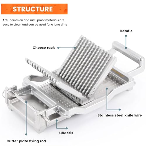 Kommerzieller Käseschneider mit 10mm 20mm Draht, Hochleistungs-Edelstahlschneider für Butter-Schinken-Ei, ergonomisches manuelles Schneidewerkzeug für Deli-Küche