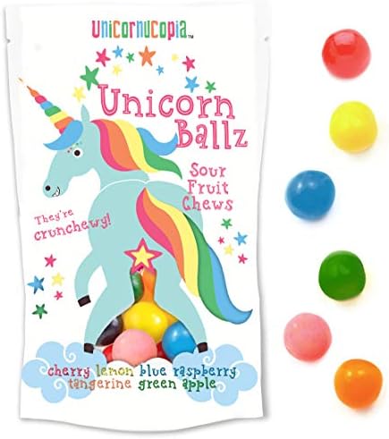 Unicorn Ballz Sour Candy - Fruity Rainbow Balls - Made in the USA - Unicorn Gifts - Bachelorette Gag Gift 9oz