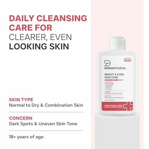 Image of DERMATOUCH Bright & Even Skin Tone Gentle Cleanser | Helps Reduce Dark Spots, Uneven Tone & Dullness | pH 5.5 Balanced | Dermatologist Tested | 100ml