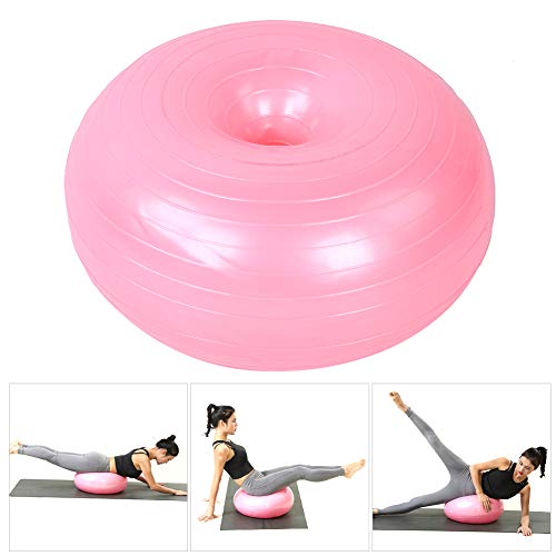50cm Exercise Yoga Ball Pilates Donut Ball Stability Ball PVC Doughnut Shape Thicken Inflatable Seating for Home Workouts Gym Pink
