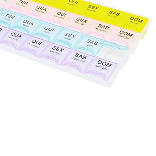 Porta Comprimidos Medicamento Grande Colorido Semanal