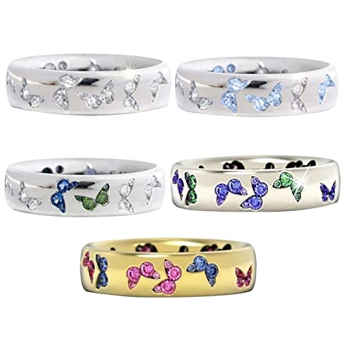 Xiaohuaduo Bagues Petite Fille | Bague Papillon en Cristal Vintage | Bagues Mignonnes pour Femmes Adolescentes Maintiennent Le Lustre métallique, bagues Mignonnes colorées esthétiques à la Mode Cover