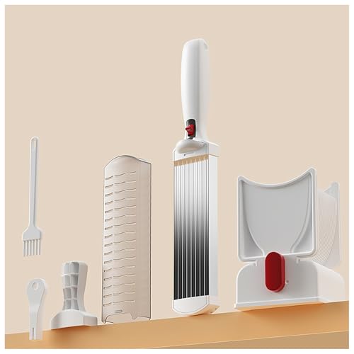 Máquina cortadora de carne, juego de cortador de alimentos de acero inoxidable con afilador, grosor ajustable de 2 a 4 mm, doble mango para carne cruda fresca, jamón