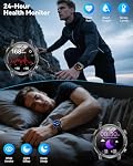 Montres intelligentes militaires (Réponse/Faire des appels), montre intelligente pour les hommes avec 1000 mAh Batterie / lampe de poche à LED / moniteur de vitesse de cœur / sommeil 100+ Sport Modes Fitness Watch pour Android / iPhone