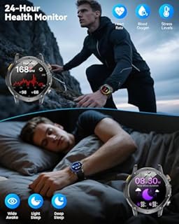 Military Smart Watch (Answer/Make Calls), 1.7″ Smart Watch for Men with 1000 mAh Battery/Led Flashlight/Heart Rate/Sleep Monitor 100+ Sport Modes, Answer/Make Calls Fitness Watch for Android/iPhone