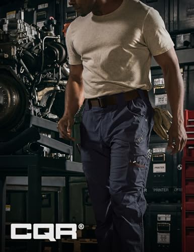 Image of CQR Men's Quick Dry Work Pants, Water Resistant Outdoor Tactical Pants, Lightweight Stretch Cargo Hiking Pants