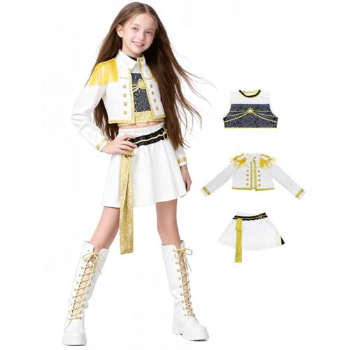 [Mprocen] K-POP ガールズコスプレ デーモンハンター コスプレ 子供 ジャケット トップス スカート ゾーイ ミラ ルミ コスチューム ハロウィン、クリスマス、文化祭、学校のお祝い、あらゆる写真イベントに適しています