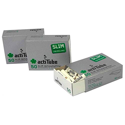 150 actiTube Slim Activated Charcoal Filters (3 boxes of 50) Display 7mm roll-up filters in actiTube tune activated charcoal filter tips