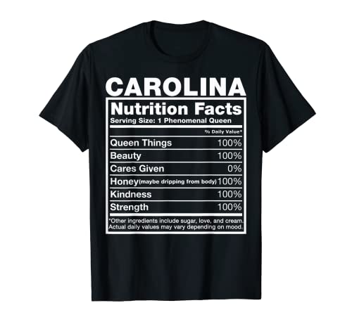 Carolina Nutrition Facts Carolina Nombre camiseta de cumpleaños Camiseta
