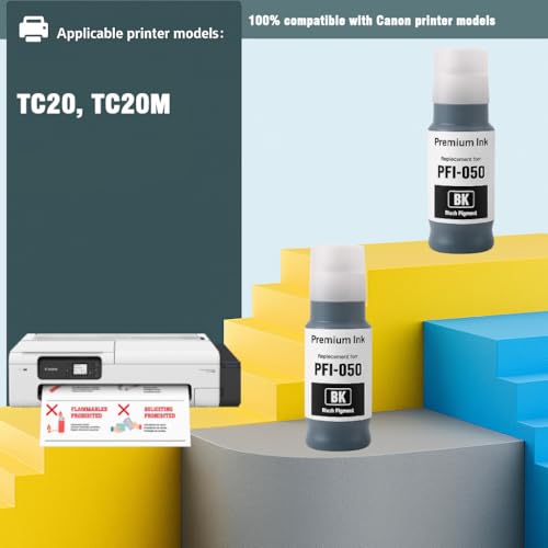 Image of KOSH PFI 050 Refill Ink Compatible for imagePROGRAF TC-20 TC-20M Ink Tank Printers