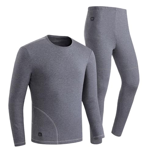 Generisch Juego de ropa interior térmica para hombre con calefacción por USB, felpa de algodón, ropa de salón de invierno para un calor inteligente en 11 zonas, resistente al frío (gris, M)
