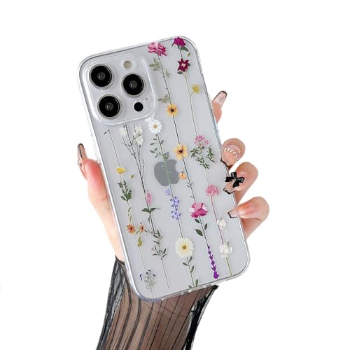 Coque antichoc iPhone 16 Pro transparente et souple fleurie