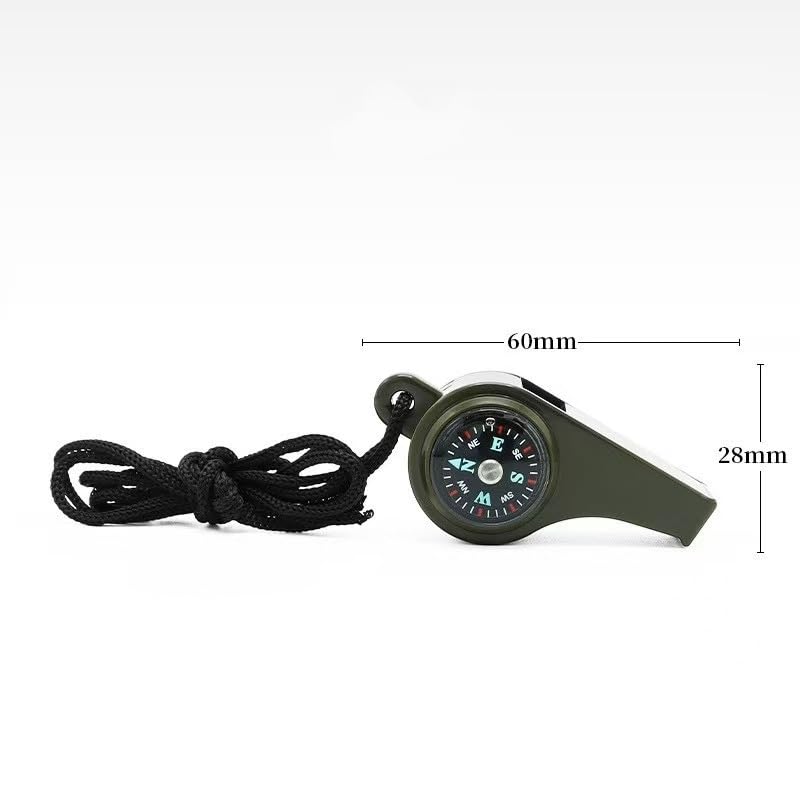 2-in-1 Emergency Survival Whistle with Compass, Military Green, Outdoor Camping Hiking Gear(2 Pack) - Image 3