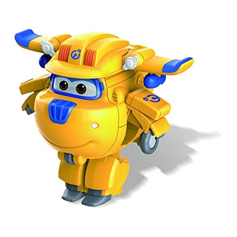 Super Wings EU740042 Donnie Supercharged Transform-A-Bots Character Toys for 3+ Years Old Boys Girls, Yellow, 2" Cover