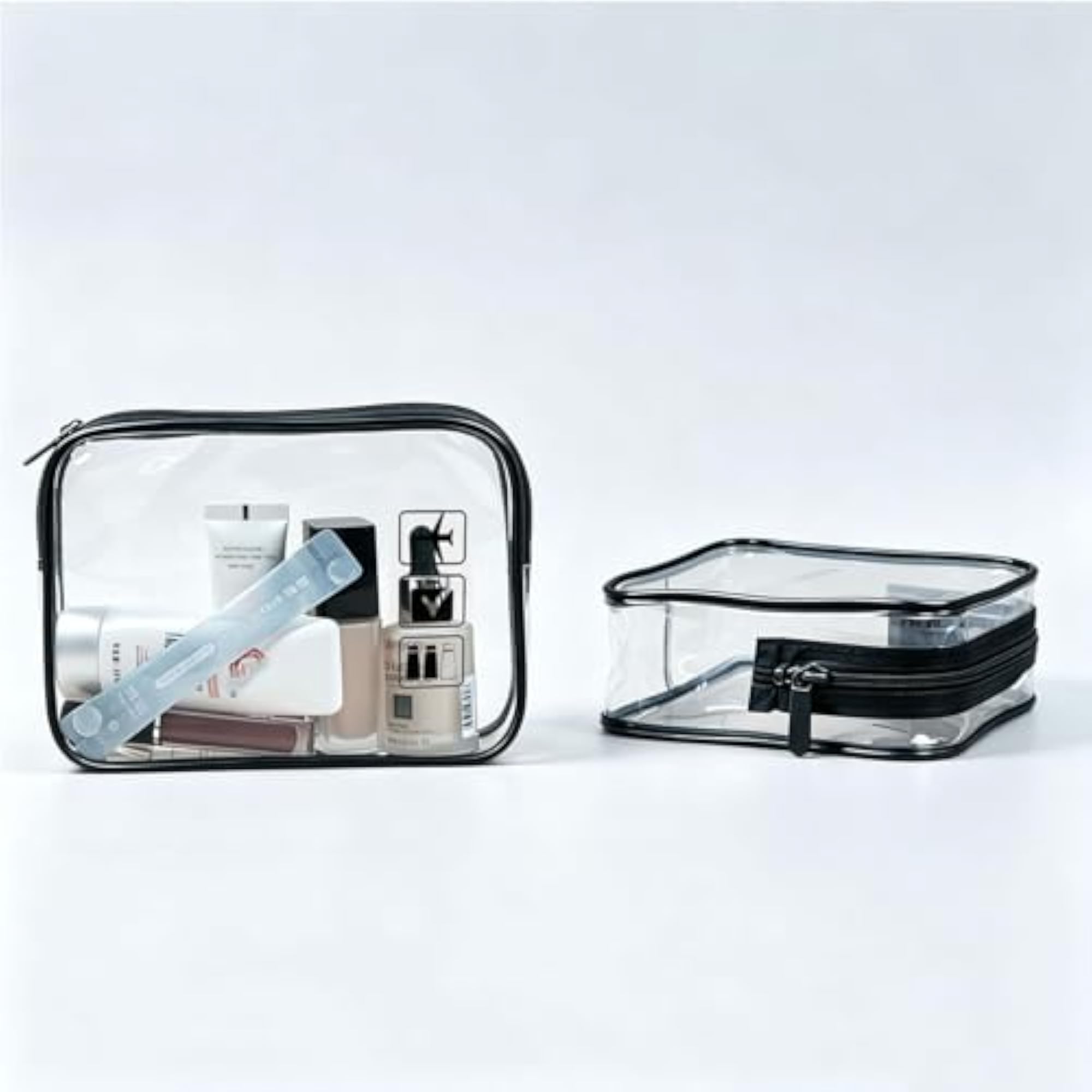 Clear Toiletry Bag with 11 Pcs Bottles Accessory Set
