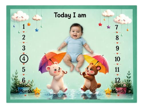 Image of NEW COMERS Milestone Baby Blanket for All Season Play Mat, Super Soft Foam | 3 Layer Thick Mat Blankets for Kids /New Born Monthly Photoshoot
