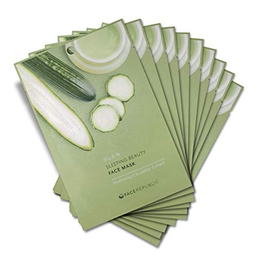 Face Republic Sleeping Beauty Face Mask With Hydrating Cucumber Extract - For All Skin Types - Brightening and Refreshing Korean Facial Sheet (1 sheet mask per order)