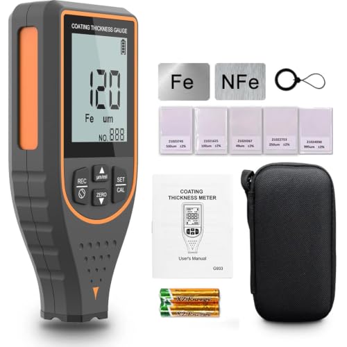 S.Fine Lackdickenmessgerät Auto - 2999µm Messbereich & ±2% Genauigkeit, 0,1µm Auflösung, Digitale Schichtdickenmessgerät mit Automatischer Fe/NFe Erkennung, Lackprüfer für Unfallwagen-Check