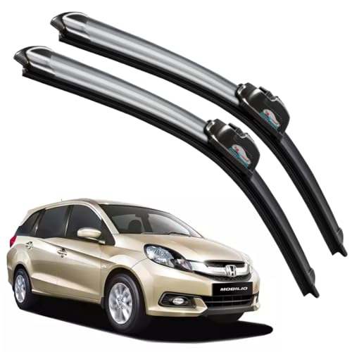 Image of Frameless Rubber Car Wiper Blades Set of 2 Compatible with (Mobilio (Model : 2013-2018) (D-22,P-16))