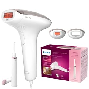 Philips Lumea IPL Advanced, 2 Aufsätze – Haarentfernungsgerät mit Satin Compact Korrekturtrimmer (BRI921/00)