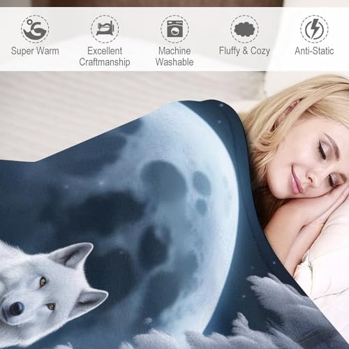 Plaid loup couverture polaire lit canapé-lit 150x200cm