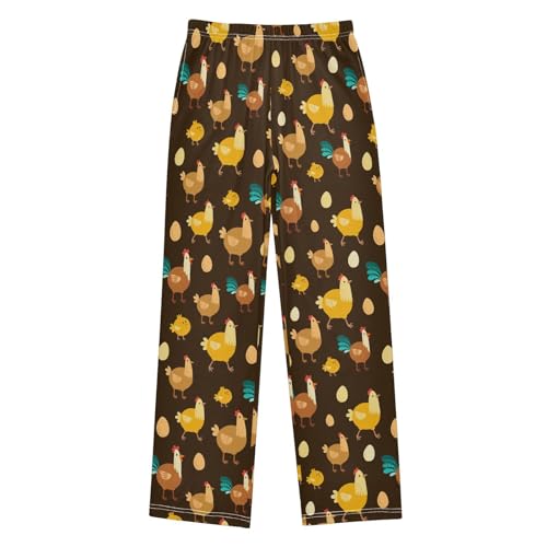 ZZXXB Rooster Chick Egg Boys Long Pants Soft Trousers Elastic Waist Kids Lounge Bottoms with Pockets S-XL