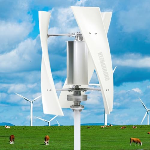 HYZHANHONG Generador de turbina eólica Vertical de bajo Ruido, generador de imanes permanentes de 3 Palas de 12V-220V 12000W con Controlador para el hogar, Barcos, alumbrado público (Blanco),12V