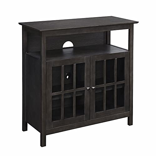 Convenience Concepts Big Sur Highboy TV Stand 36" - Modern Entertainment Center For TVs up to 40", Storage Cabinet for Dining, Living Room, & Entryway, Console Hall Table with Shelves, Weathered Gray