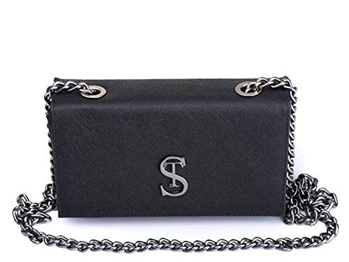 Bolsa Feminina Clutch Pequena de lado Alça de corrente Verona Preta Preta
