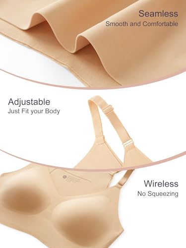 Sleep Bras for Women,Wireless Seamless V-Neck Comfortable Sleeping Bralette, Full Coverage Sleep Lounging Bra with No Pads4