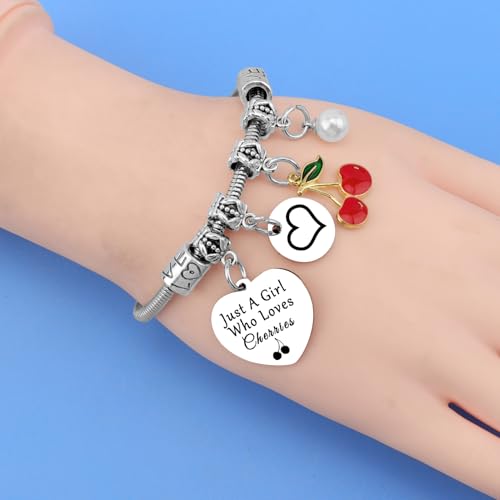Cherry Lover Gifts Funny Cherry Bracelet Cherry Themed Gifts for Women Fruit Lover Gift Birthday Gifts for Women Cherry Friends Sister Bestie Aunt Cherry Jewelry Christmas Graduation Gift3
