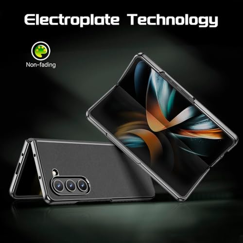 Image of TechTrendz Anti Slip Protective Leather Back Cover with Electroplated Frame Compatible for Samsung Galaxy Z Fold 6 5G - (Black)