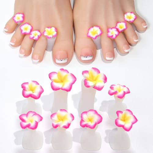 8pcs Nail Polish Toe Stretcher Toe Separators, Silicone Nail Art Finger Separators Toe Stretcher Manicure Pedicure Tools for Toes Finger Relaxing(8 Pink Flowers)