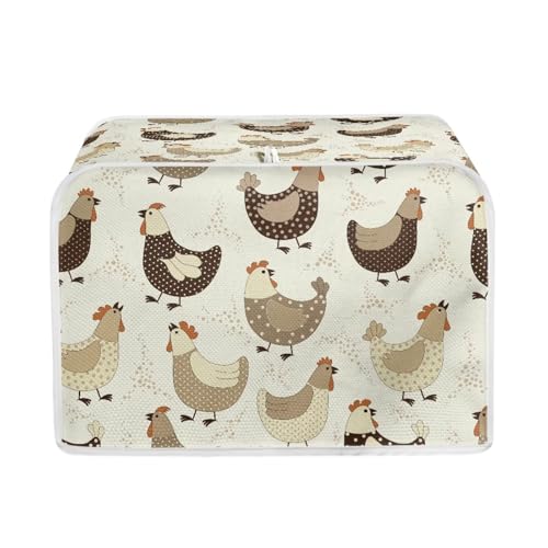 Kuiaobaty Coperture per tostapane con stampa di polli agricoli, 4 fette, protezione antipolvere con gancio, copertura protettiva beige per macchina del pane, S