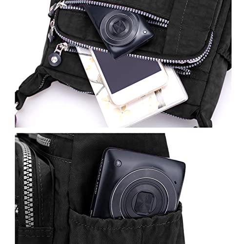 Womens Multi Pocket Casual Canvas Crossbody Bag Travel Purse Messenger Handbag for Shopping Hiking Daily Use (Black)