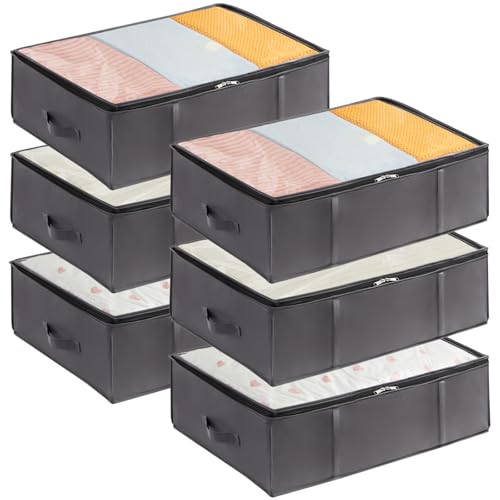 Lifewit - Lifewit Under Bed Storage Containers 6 Pack, Large Capacity Blanket Storage Bags with Reinforced Handle, Organization and Storage for Comforters, Sheets, Clothes, Bedroom, Closet, College Dorm, Grey - -14%