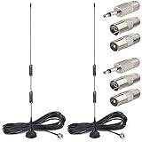 AOICRIE 2pcs FM Antenna Magnetic Base FM Radio Antenna for Pioneer Onkyo Yamaha Marantz Sherwood Indoor Digital HD Radio FM Radio Bluetooth Home Stereo Receiver